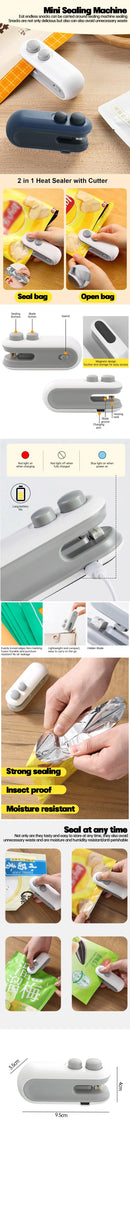 Mini máquina elétrica de selagem de sacos térmicos, seladora de pacotes